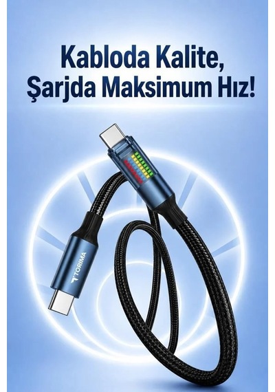 Fonksiyonel Eşya Akıllı Aksesuar Günlük Kullanım U21 Şarj Kablosu Type-c To Type-c 60w Siyah
