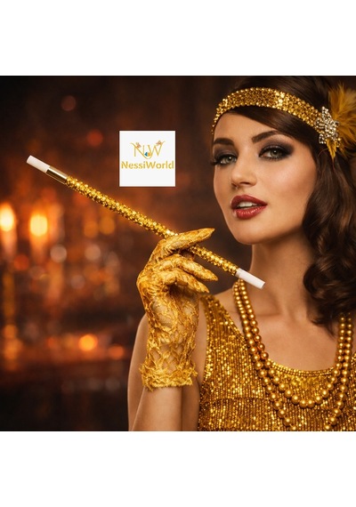 30 Cm Altın Gold Payetli Sigara Tutacağı 1920 Ler Gatsby Parti Aksesuarı Diğer