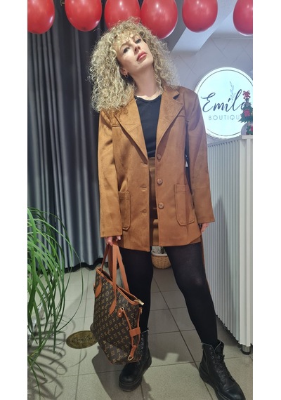 Mylook Premium Süet Astarlı Ceket Taba