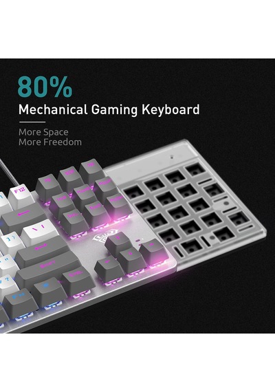 F3287 Mavi Işıklı Kablolu Mekanik İngilizce Q Tkl Gaming Oyuncu Klavyesi