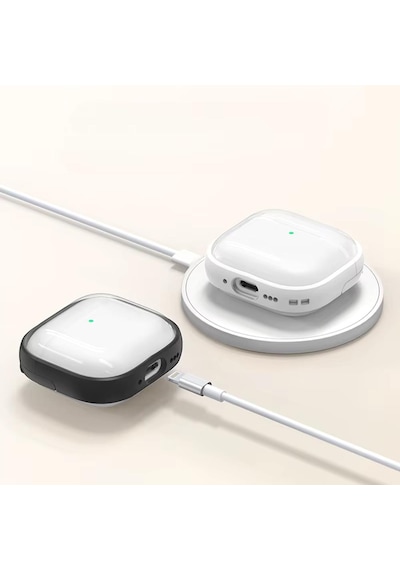 E2m Apple Uyumlu AirPods 4 Crystal Standlı Kılıf Mavi Mavi