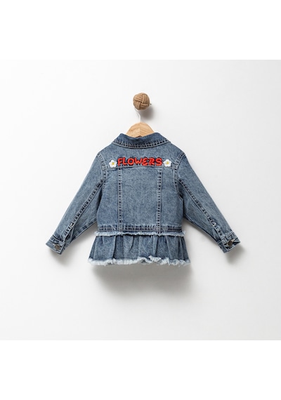 Overdo Kids Fırfır Nakışlı Kız Çocuk Kot/denim Ceket