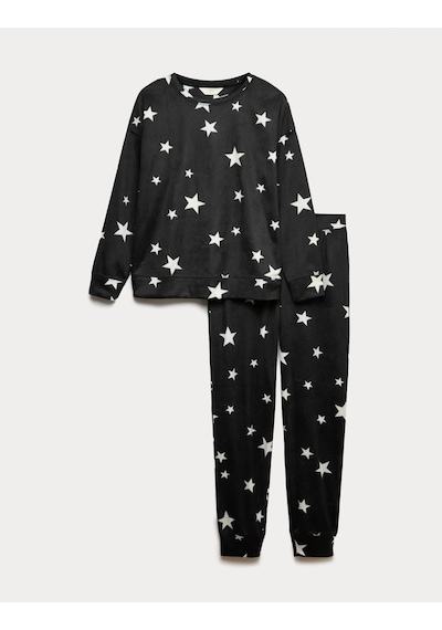 Marks & Spencer Polar Baskılı Pijama Takımı T37004626F Siyah Mix