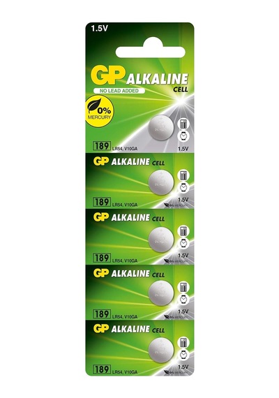 Batteries Gp189 Lr54/189/v10ga Boy Alkalin Düğme Pil, 1.5 Volt, 5'li Kart