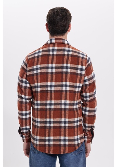 Tudors Erkek Slim Fit Dar Kesim Kareli Kışlık Oduncu Gömlek-42225 Kahverengi Tudors Erkek Slim Fit Dar Kesim Kareli Kışlık Oduncu Gömlek-42225 Kahverengi