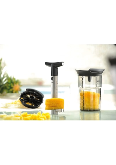 Gefu 13550 Professional Plus Ananas Kesici, Bıçak Ve Soyucu Seti, Ananas İçin, Paslanmaz Çelik, Hazneli Kesici Diğer