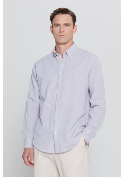 AC&Co / Altınyıldız Classics Erkek Grı Comfort Fit Rahat Kesim Düğmeli Yaka Casual Keten Gömlek Gri AC&Co / Altınyıldız Classics Erkek Grı Comfort Fit Rahat Kesim Düğmeli Yaka Casual Keten Gömlek Gri