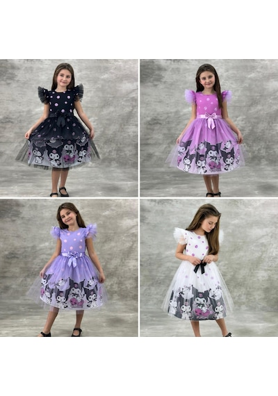 Sy Store Kuromi Desenli Pembe Tüllü Elbise Lila
