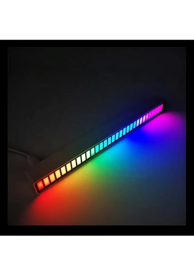 2'li Rgb Çubuk Müzik & Ses Animasyonlu Ekolayzer Şarjlı-taşınabilir Siyah 18cm 2 Adet Çok Renkli