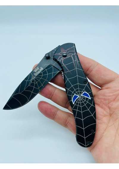 Sterling Siyah Örümcek Desenli Kamp Çakı // 300.t0022 - 20 CM Siyah