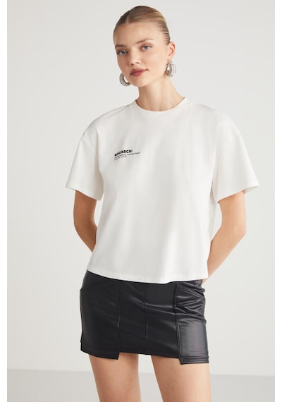 Grımelange Fına Kadın Sırt Baskı Detaylı Regular Fit Bisiklet Yakalı %100 Organik Pamuklu Ekru T-shirt Grımelange Fına Kadın Sırt Baskı Detaylı Regular Fit Bisiklet Yakalı %100 Organik Pamuklu Ekru T-shirt