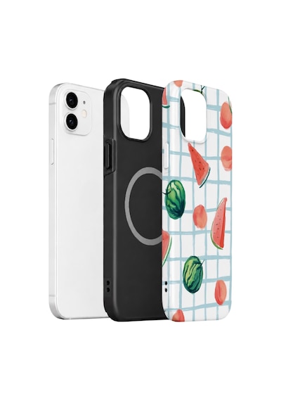 Apple iPhone Uyumlu 11 Vorian Çift Katmanlı Magsafe Kılıf Watermelon Grid