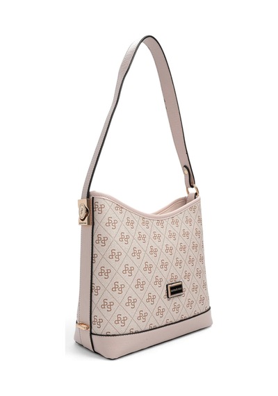 Silver & Polo Silver Polo Pembe - Pudra Monogram Kadın Omuz Çantası Sp1286