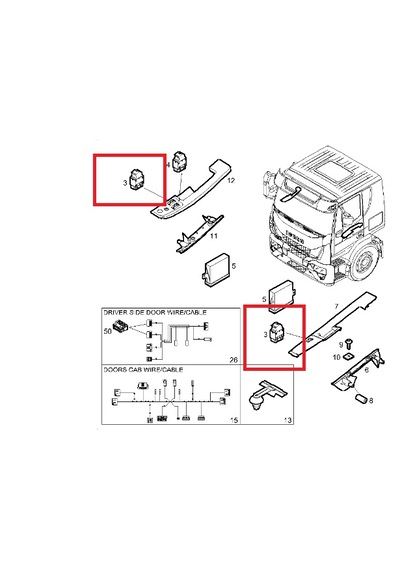 Iveco Eurocargo Sağ Cam Açma Düğmesi