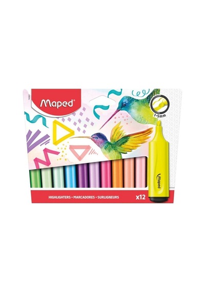 Pastel Fosforlu Kalem 12'li Set Çok Renkli