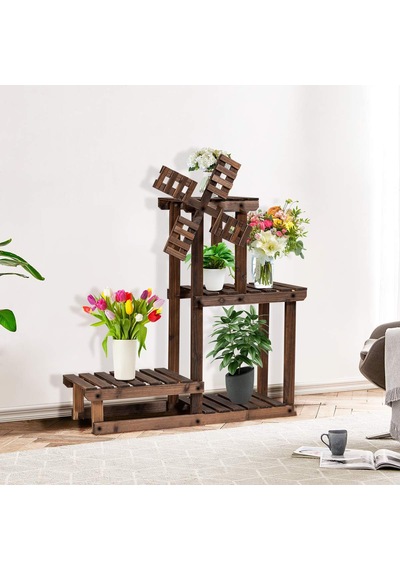 Eskitme Ceviz Ahşap Dekoratif Çiçeklik Saksılık Balkon Bahçe Stan Ceviz