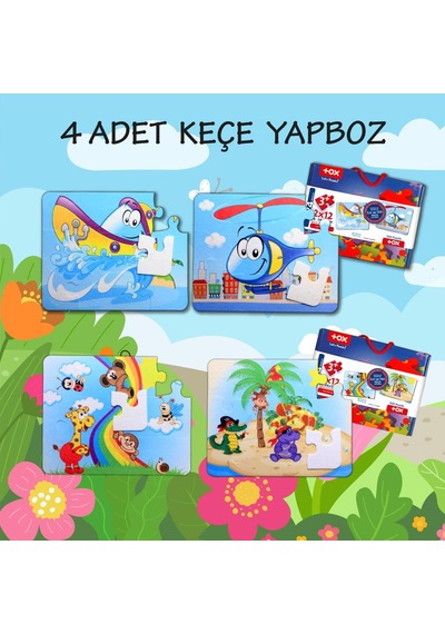 4 Set 48 Parça Tox Tekne . Helikopter Ve Gökkuşağı 3+ Keçe Yapb