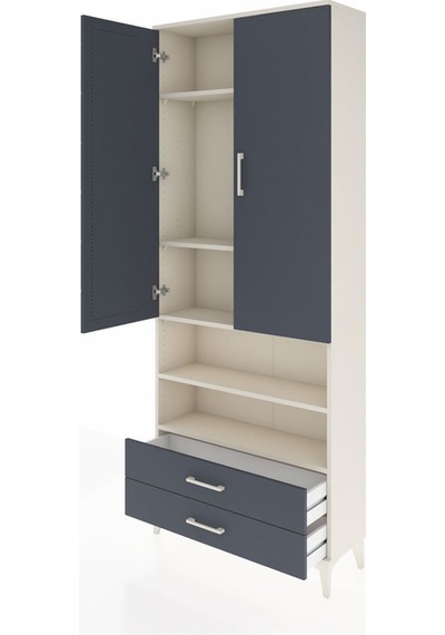 Arges Dolap 5 Raflı 2 Çekmeceli 2 Kapaklı 88x30x221 Aytaşı-antrasit Aytası