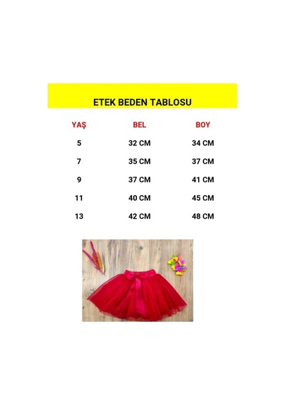 Trendy Mall Kız Çocuk Kırmızı Fiyonklu Tütü Etek Kırmızı Kırmızı