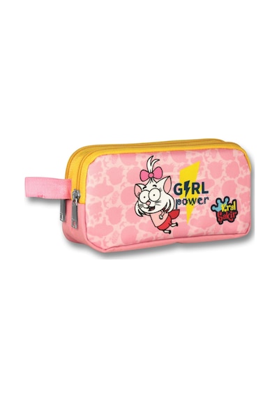 Ümit Çanta Kral Şakir Girl Power İki Bölmeli Kız Çocuk Kalem Çantası - Pembe/sarı