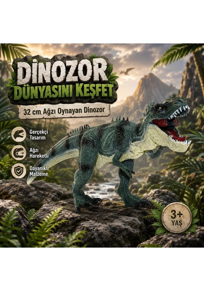 32 Cm Ağzı Oynayan Dinozor Oyuncak, Hareketli Ağızlı Dinozor Figürü, Çocuklar İçin Gerçekçi Görünümlü Hayvan Figür Oyuncağı Tq680-23
