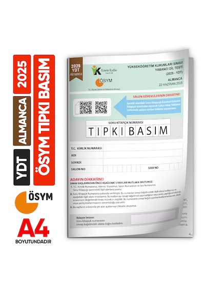 2025 Yks Ydt Almanca Ösym Tıpkı Basım Çıkmış Soru Deneme Kitapçığı Türkiye Geneli