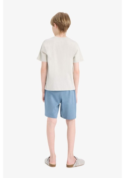DeFacto Erkek Çocuk Pijama Takımı Baskılı Kısa Kollu Üst Esnek Belli Şort F5802A825HSGR295 DeFacto Erkek Çocuk Pijama Takımı Baskılı Kısa Kollu Üst Esnek Belli Şort F5802A825HSGR295