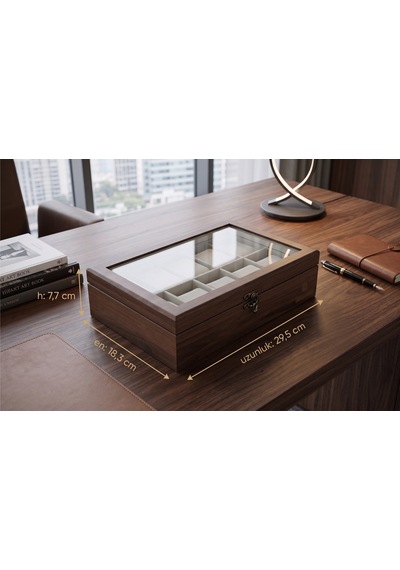 Woodini Premium Krem 10'lu Ahşap Saat Kutusu - Yeni Nesil Yastıklı