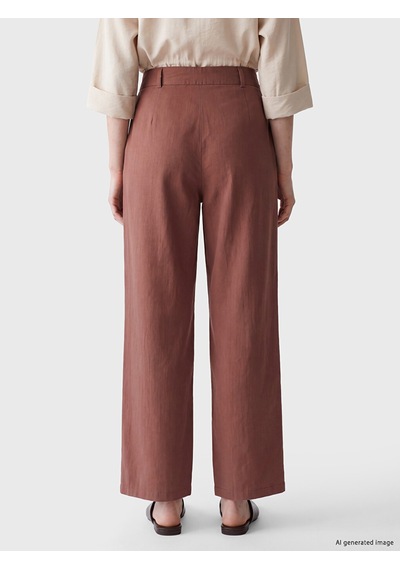 Lcw Comfort Kahverengi Geniş Paça Pileli Kadın Kumaş Pantolon