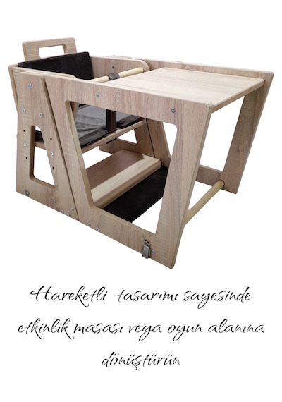 Enna Woden Montessori Mama Sandalyesi Ahşap Mama Sandalyesi Katlanır Mama Sa