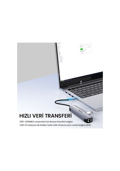 Veggieg Type-c Pd100w 5 Portlu 4k 30hz Hdmı 100mbps Ethernet Usb 2.0 + Usb 3.0 Çoklayıcı Hub