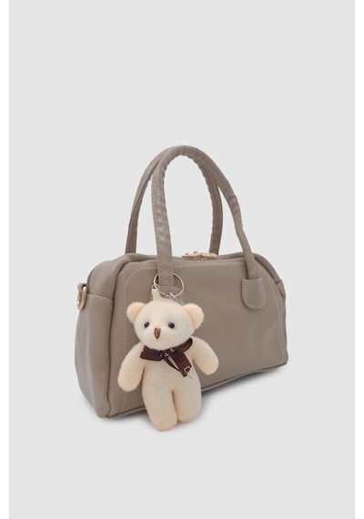 Wuclo Suera Ayıcık Charmlı Günlük Mini Tote Çapraz Askılı El Ve Kol Çantası Vizon