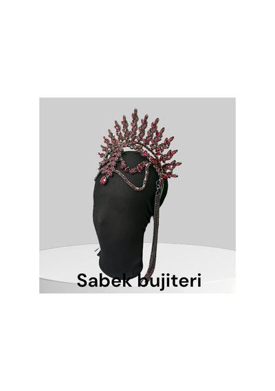 Alınlıklı Taç Büyük Gelin,kına,nişan,söz,after,bride,party Taç Bordo - 726455370 Bordo