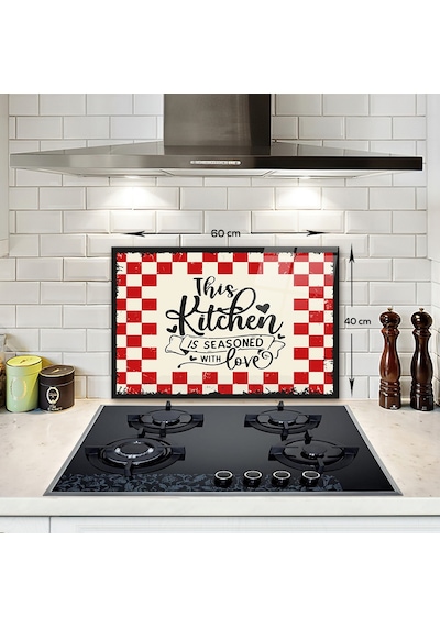 Decorita Cam Ocak Arkası Koruyucu | Kitchen Love | 40cm x 60cm
