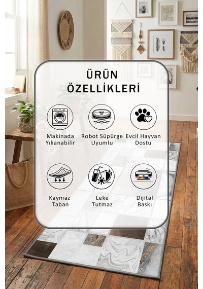 Yıkanabilir Yolluk 11 Kahve
