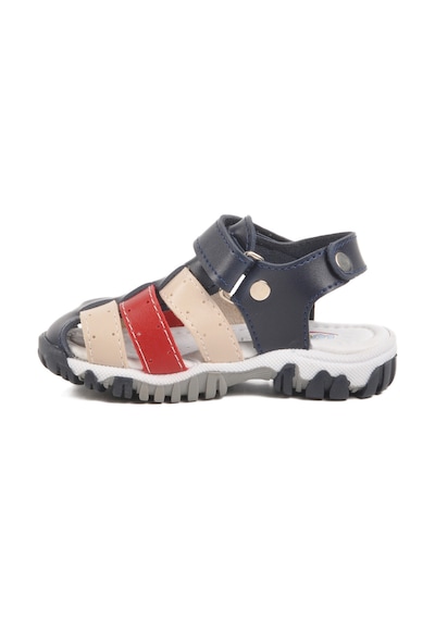 Lacivert Kırmızı Cırtlı Hafif Unisex Bebek Sandalet 173101 B Lacivert-bej-kırmızı