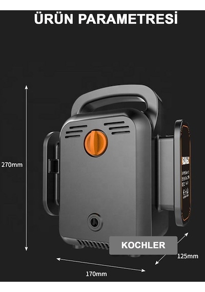 Kochler Kablosuz Taşınabilir Şarjlı Yüksek Basınçlı Araç Yıkama Makinesi