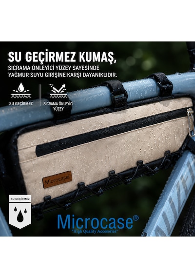 Microcase Bisiklet Kadro Arası Geniş Hacimli Fonksiyonel Bisiklet Çantası Al5611 Bej