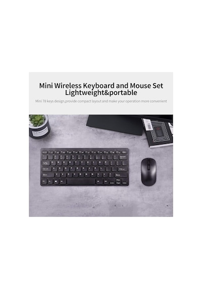 Mini Kablosuz Wireless Klavye Mouse Seti 2.4 Ghz Siyah - 607839679