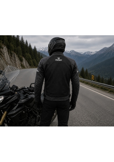 Prosev Dacron Motosiklet Montu Yazlık Fileli Dayanıklı File Motorcu Mont Grey Gri