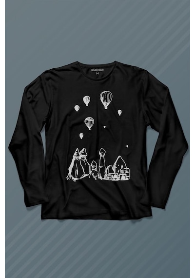 Kapadokya Nevşehir Peri Bacaları Cappadocia Uzun Kollu Tişört Baskılı T-shirt 001
