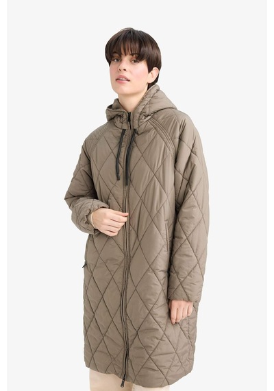 Defacto Regular Fit Kapüşonlu Kapitoneli Fermuarlı Parka F2882ax25wnkh402 Haki-kh402
