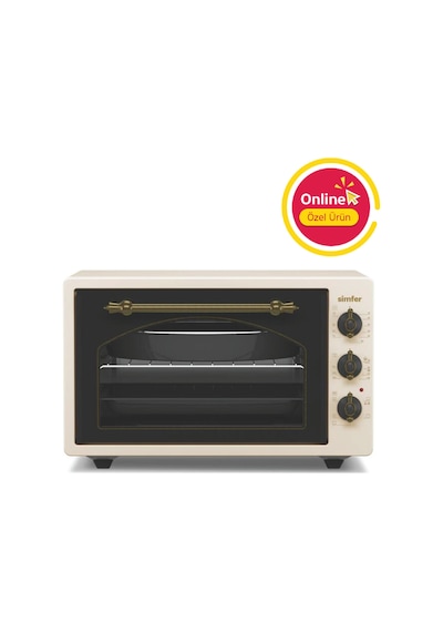Simfer 4295 Retro Bej 42LT  Turbo Fan Mini / Midi Fırın – 6 Fonksiyon, Yoğurt Yapma & Buz Çözme Özellikli