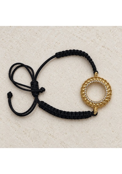 Golden Halo 316l Paslanmaz Çelik Gold Taşlı Halka Detaylı Siyah Makrome Kadın Bileklik - Ayarlanabilir Renkli Golden Halo 316l Paslanmaz Çelik Gold Taşlı Halka Detaylı Siyah Makrome Kadın Bileklik - Ayarlanabilir Renkli