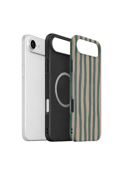Apple iPhone Uyumlu 17 Air Vorian Çift Katmanlı Magsafe Kılıf Sage Riviera Stripe