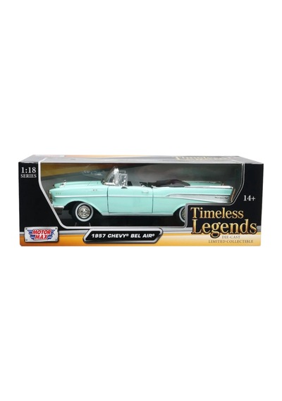 1:18 1957 Chevrolet Bel Air Su Yeşili Klasik Diecast Model Araba 28cm Çok Renkli
