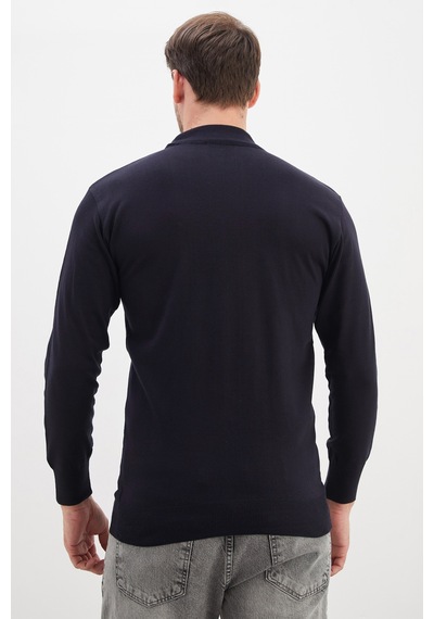 Fullamoda Basic Dik Yaka Regular Fit Triko Kazak Lacivert
