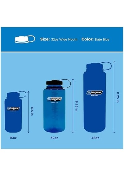 Nalgene 078701 Sustain Geniş Ağız İçecek Şişesi 1 Litre, Mavi 50 x 22