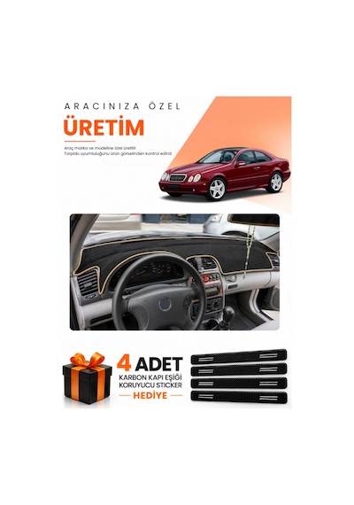Mercedes W208-c208 Clk 1997-2002 Uyumlu Torpido Koruma Örtüsü Oto Kılıfı - Siyah Bej