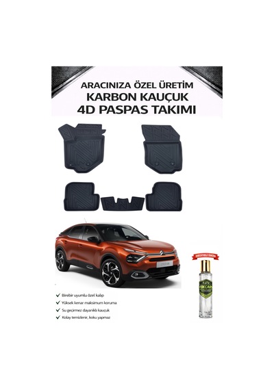 Citroen C4 2023 Model Aracınıza Özel Karbon Kauçuk Paspas Takımı